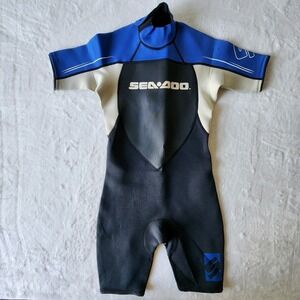 Sea-Doo Wetsuit Shorty Kids‎ 10 Blue Black Ultra Flex Neoprene Water Sports Swim